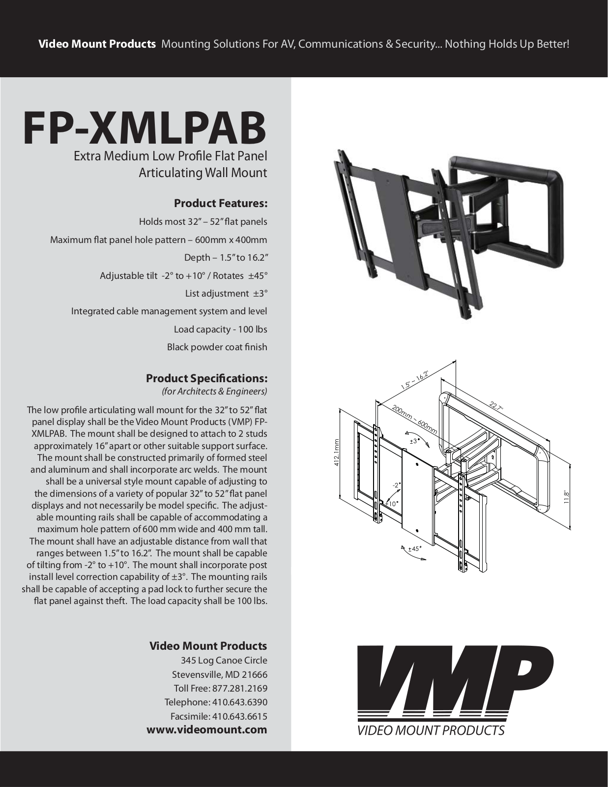 VMP FP-XMLPAB Specsheet