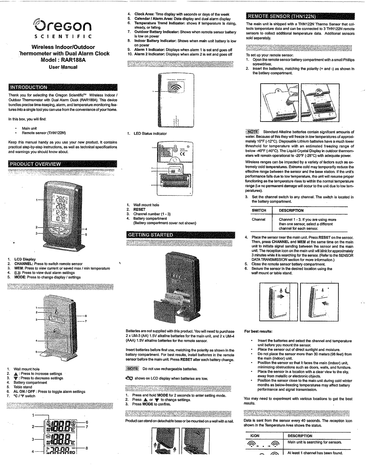 Oregon RAR188A User Manual