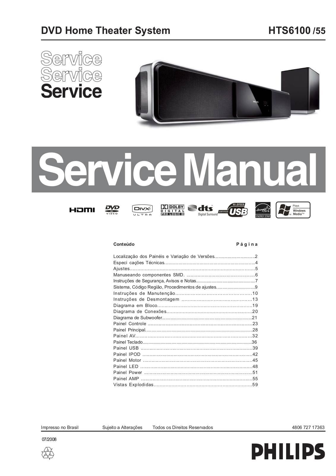 Philips HTS-6100 Service manual