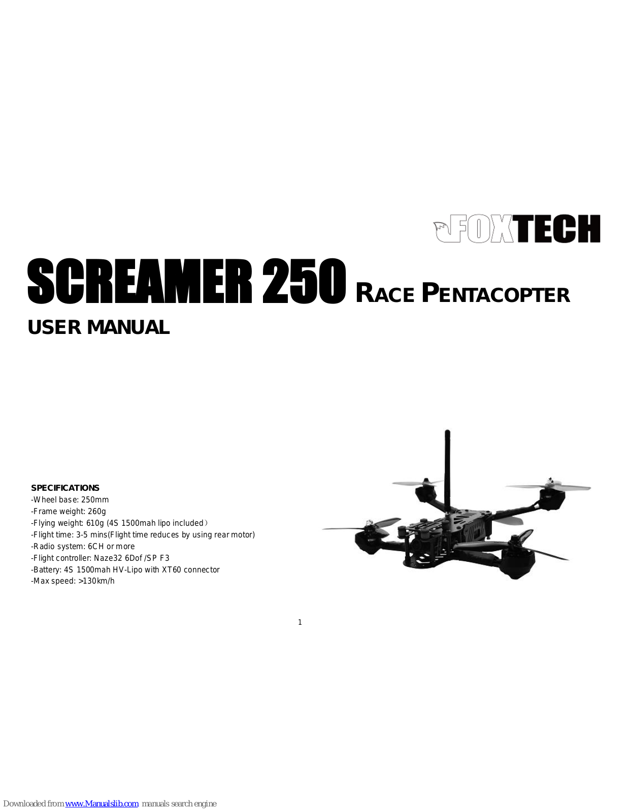 Foxtech SCREAMER 250 User Manual