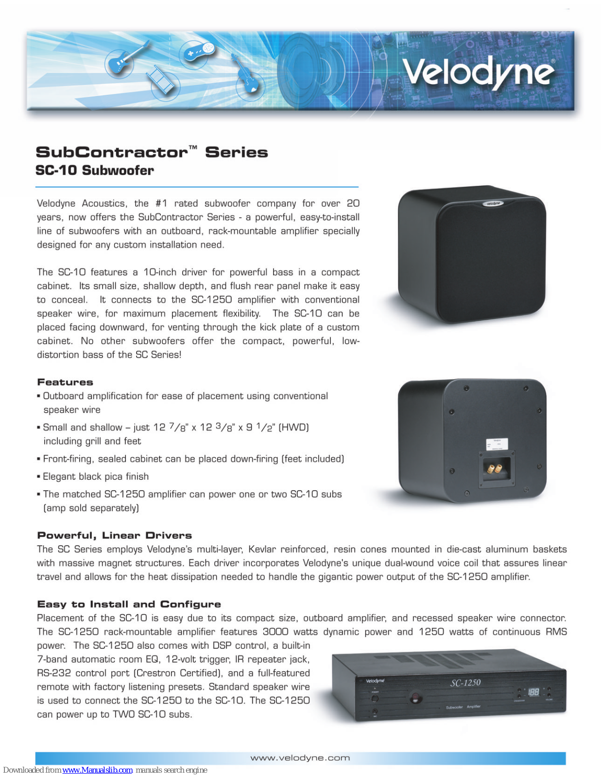 Velodyne SubContractor Series SC-10 Specifications