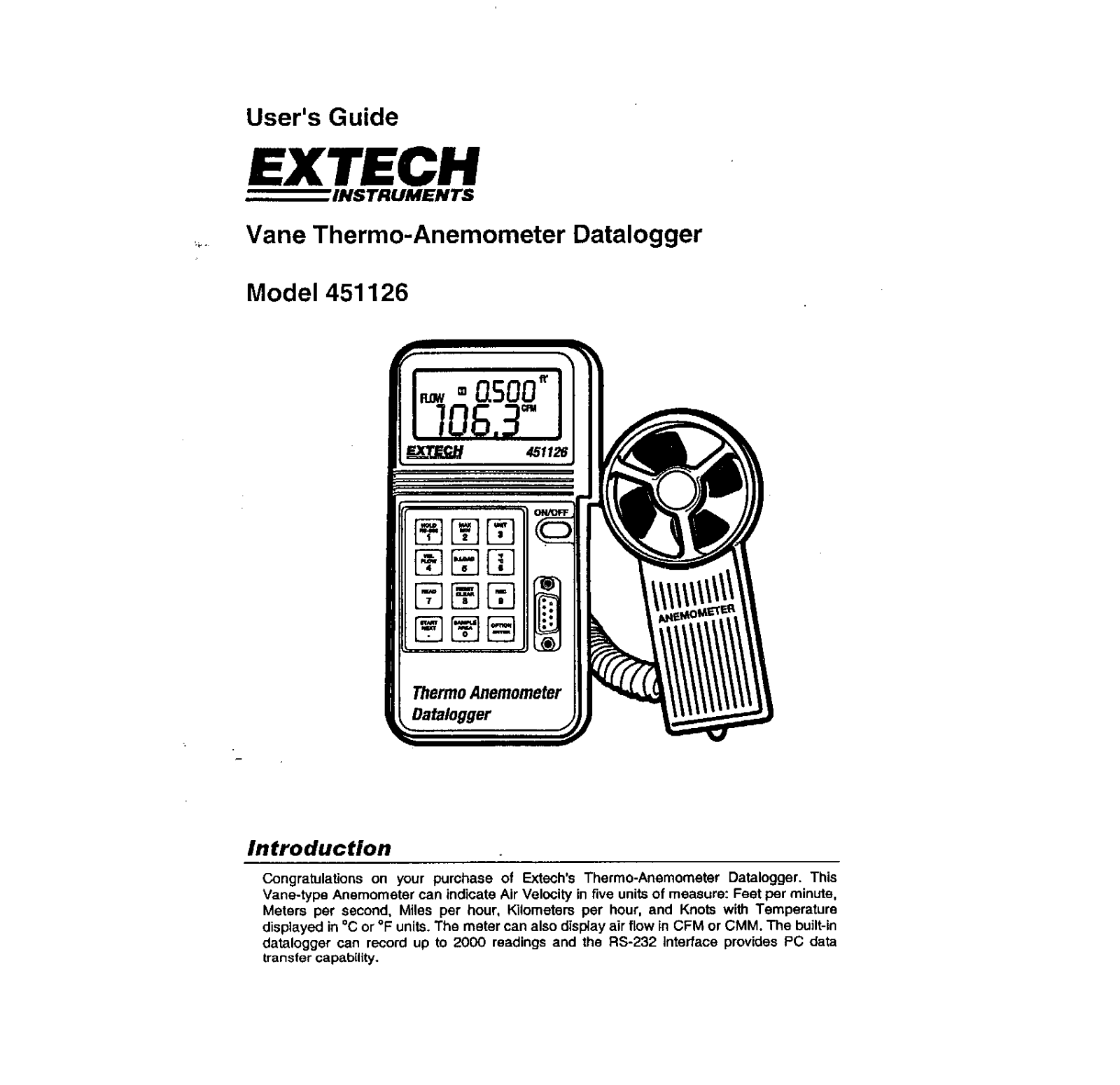 Extech 451126 Instruction Manual