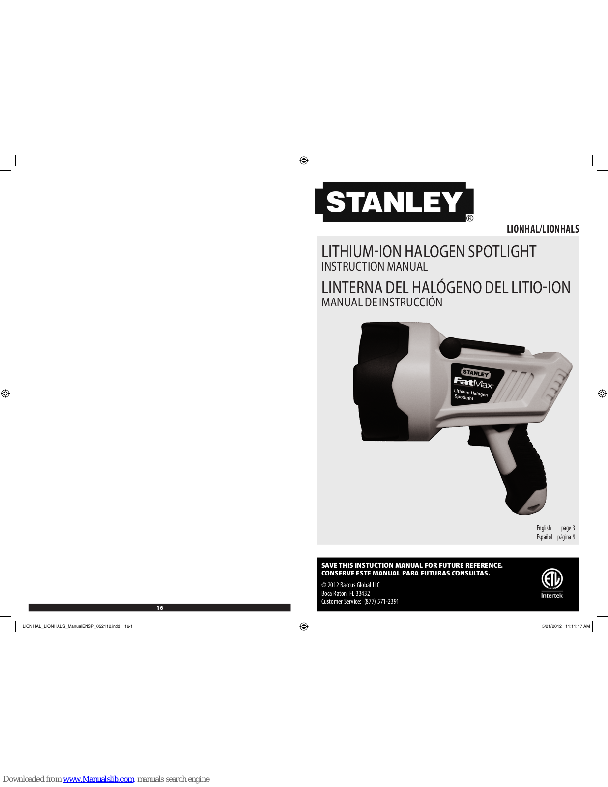 Stanley LIONHAL, LIONHALS Instruction Manual