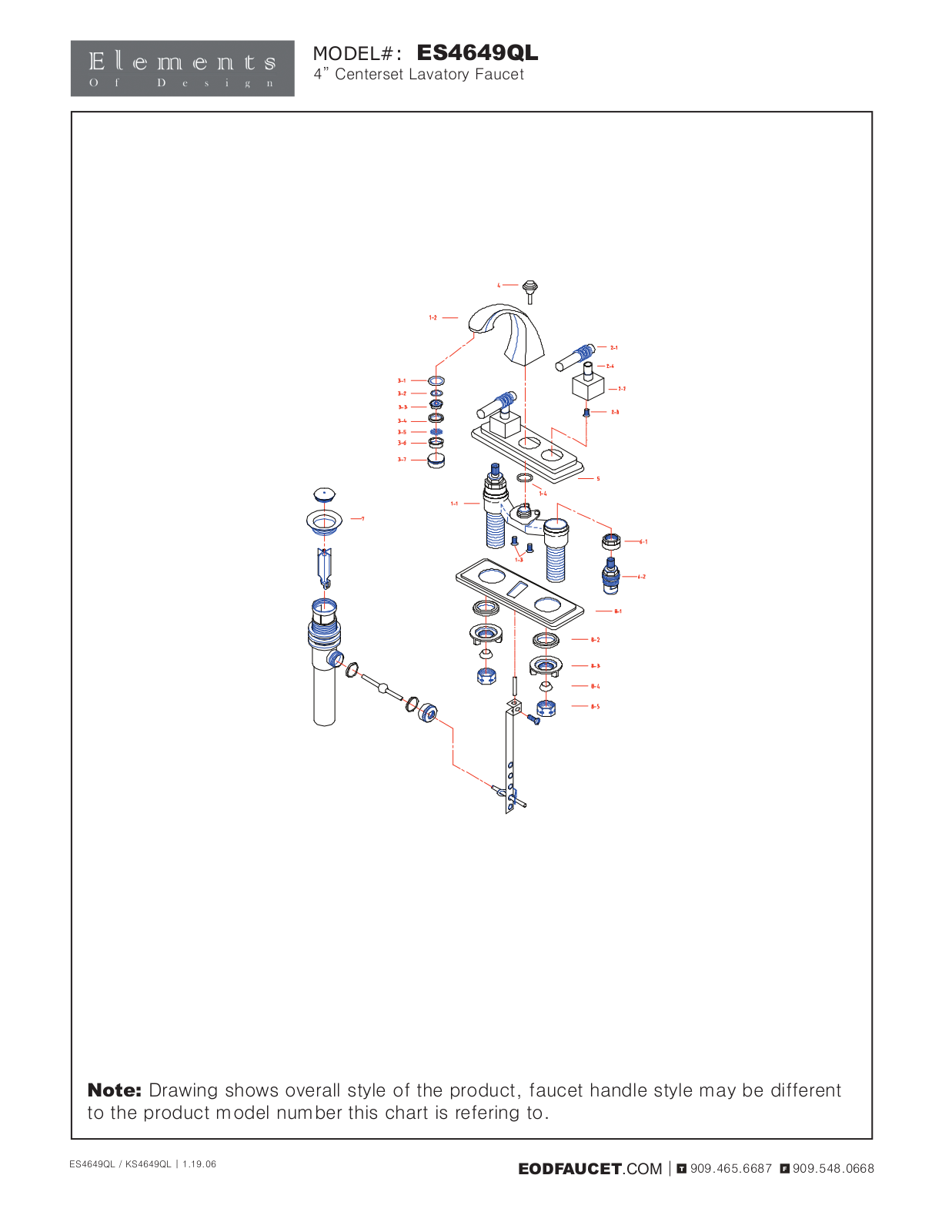 Elements of Design EDE1187 Service Parts - ManualMachine.com