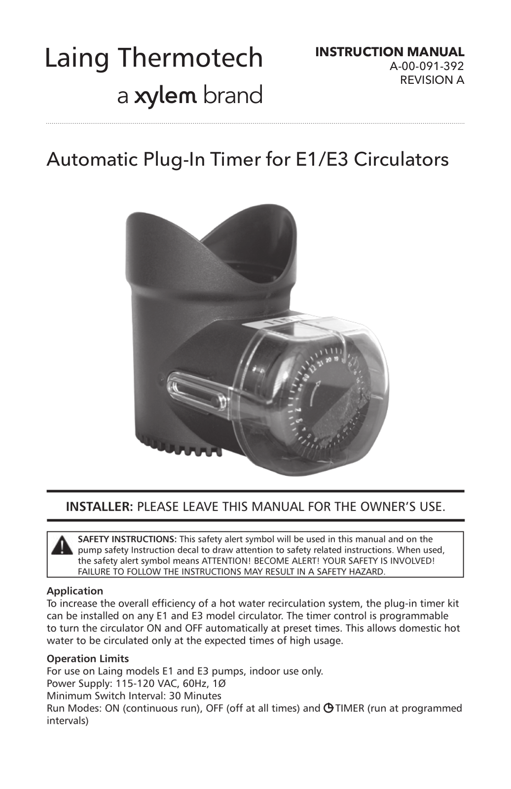 Xylem A-00091392A User Manual