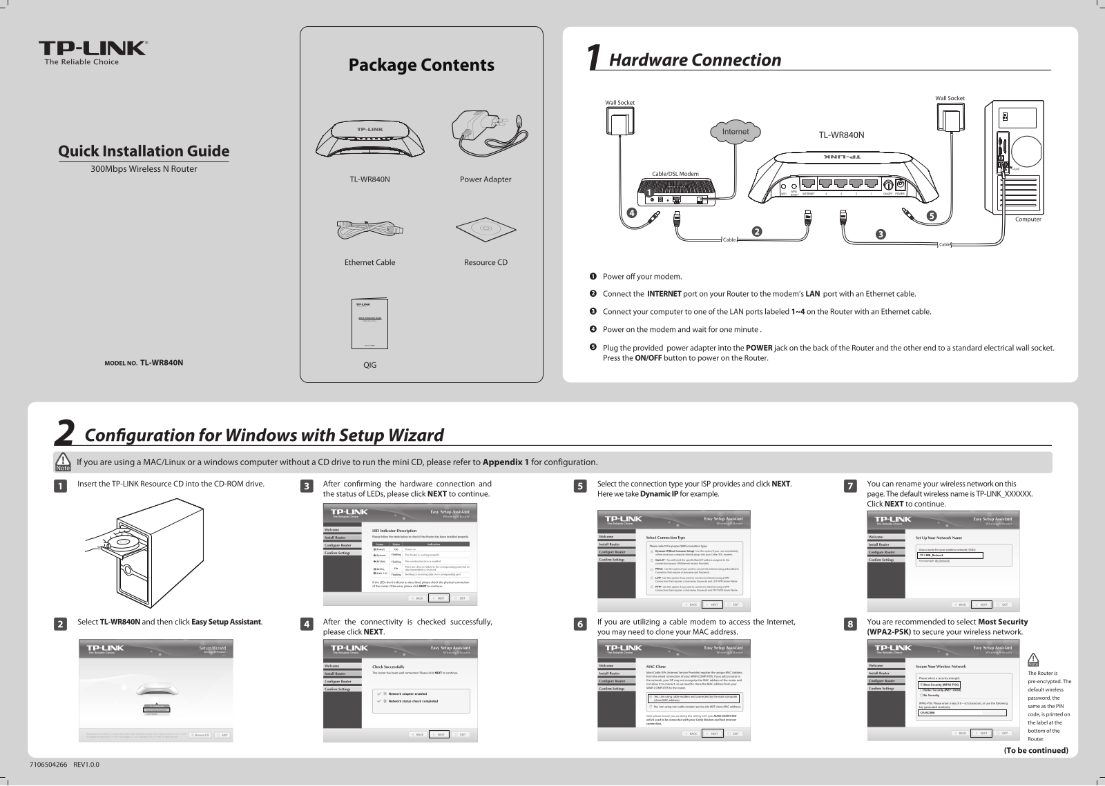 TP-Link TL-WR840N Quick Installation Guide