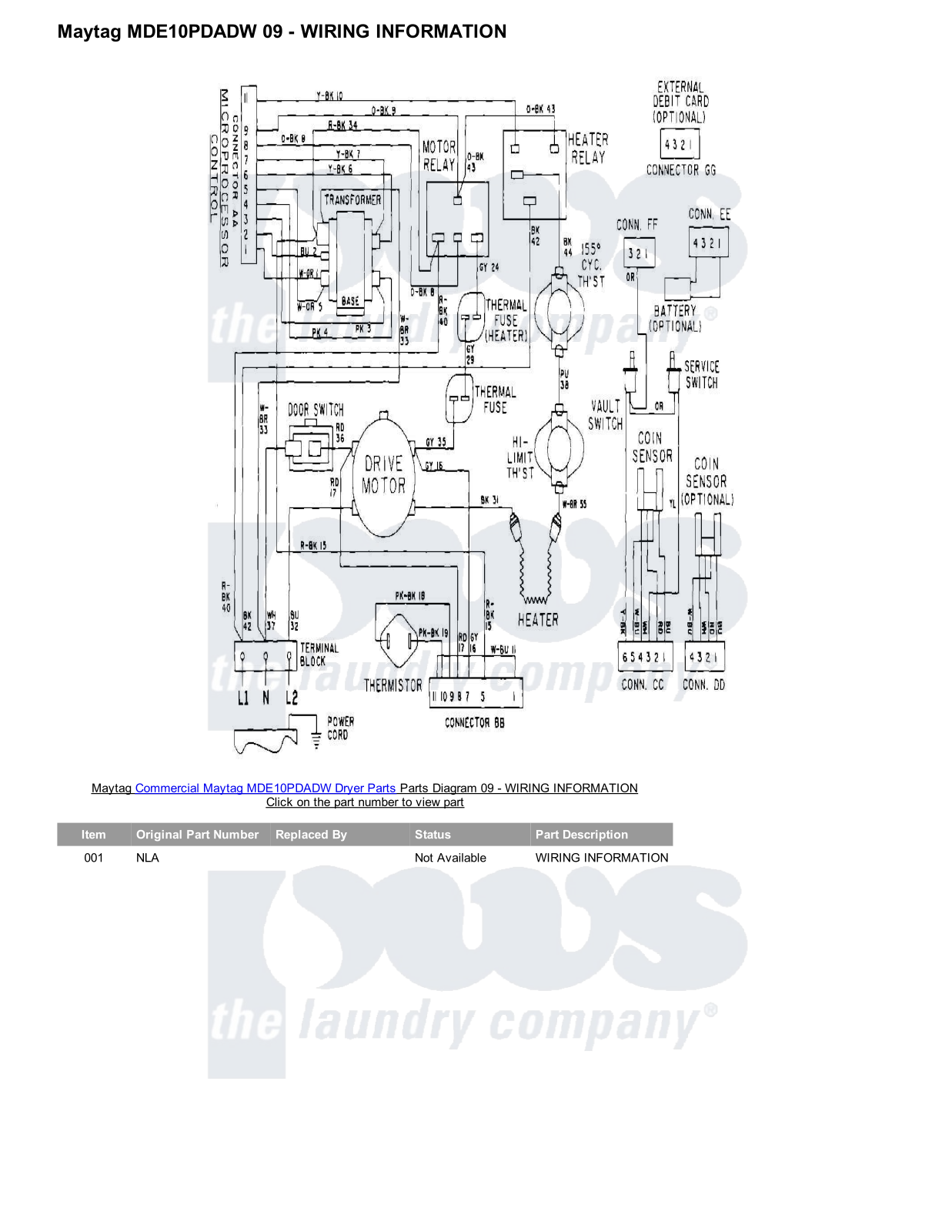 Maytag MDE10PDADW Parts Diagram