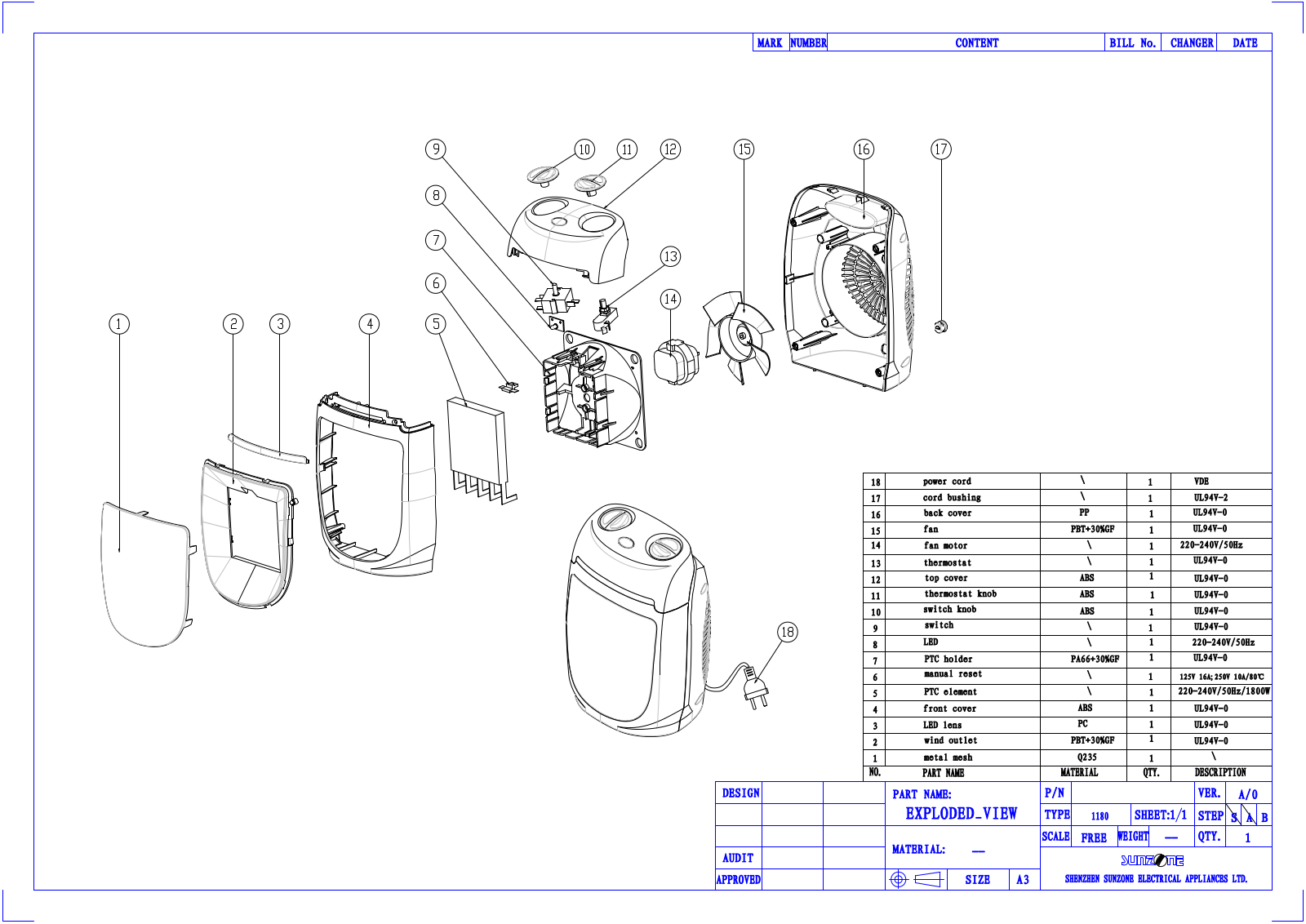 Vitek VT-1740 Exploded View