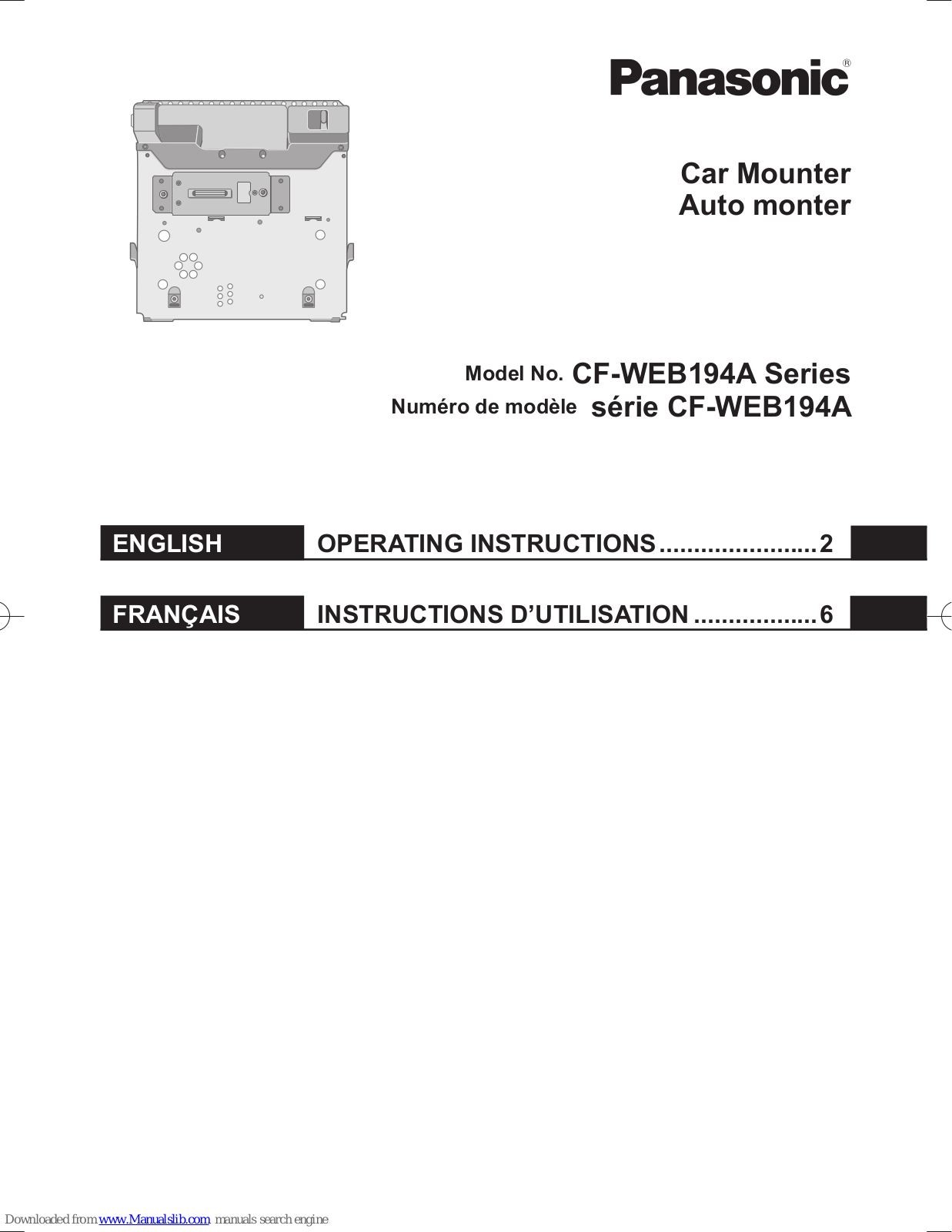 Panasonic CF-WEB194A Operating Instructions Manual