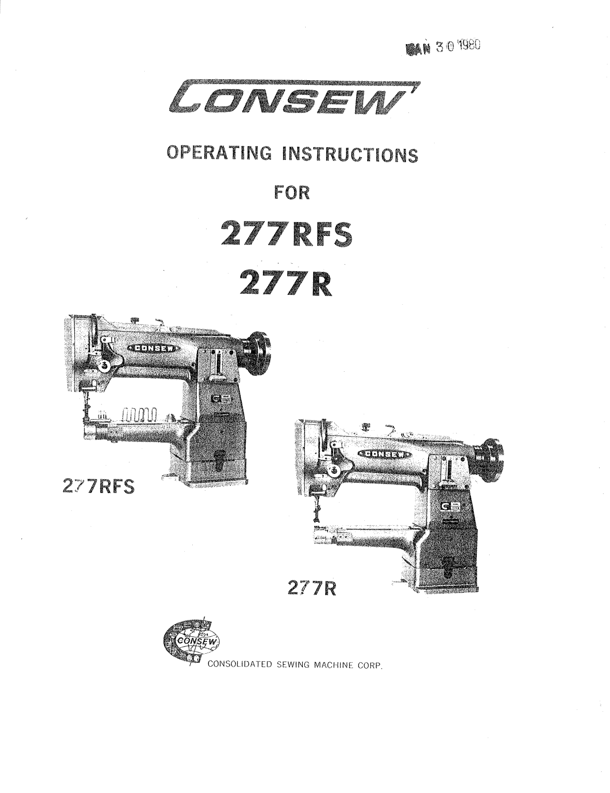 Consew 277R Instruction Manual