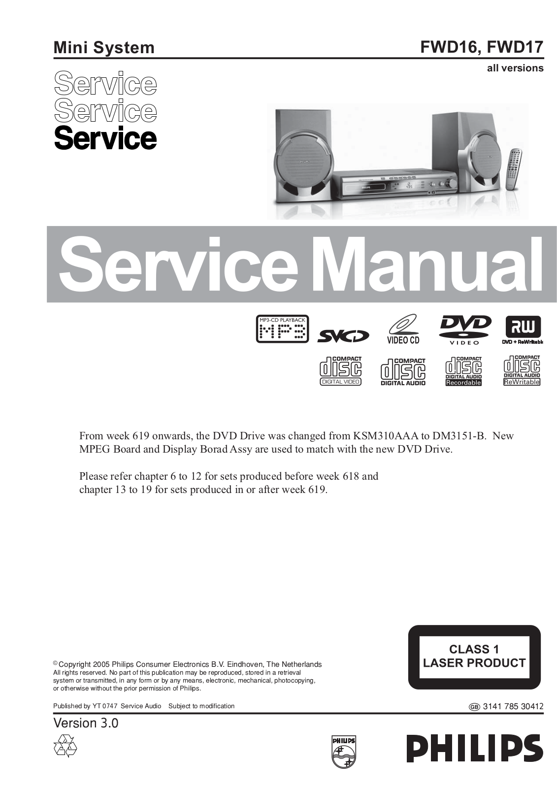 Philips FWD-17, FWD-16 Service manual