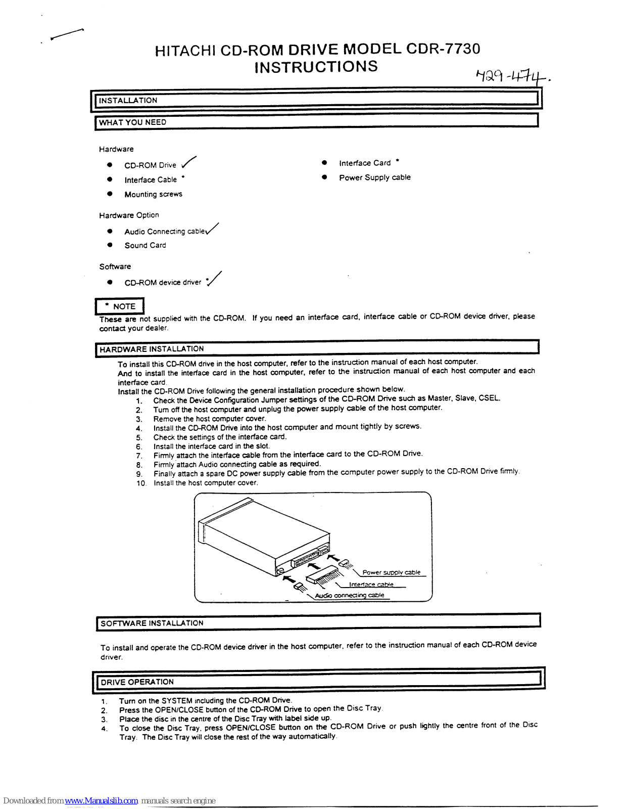 Hitachi CDR-7730 Instructions Manual