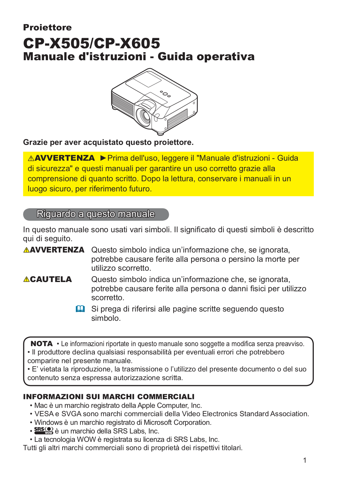 Hitachi CP-X505W User Manual