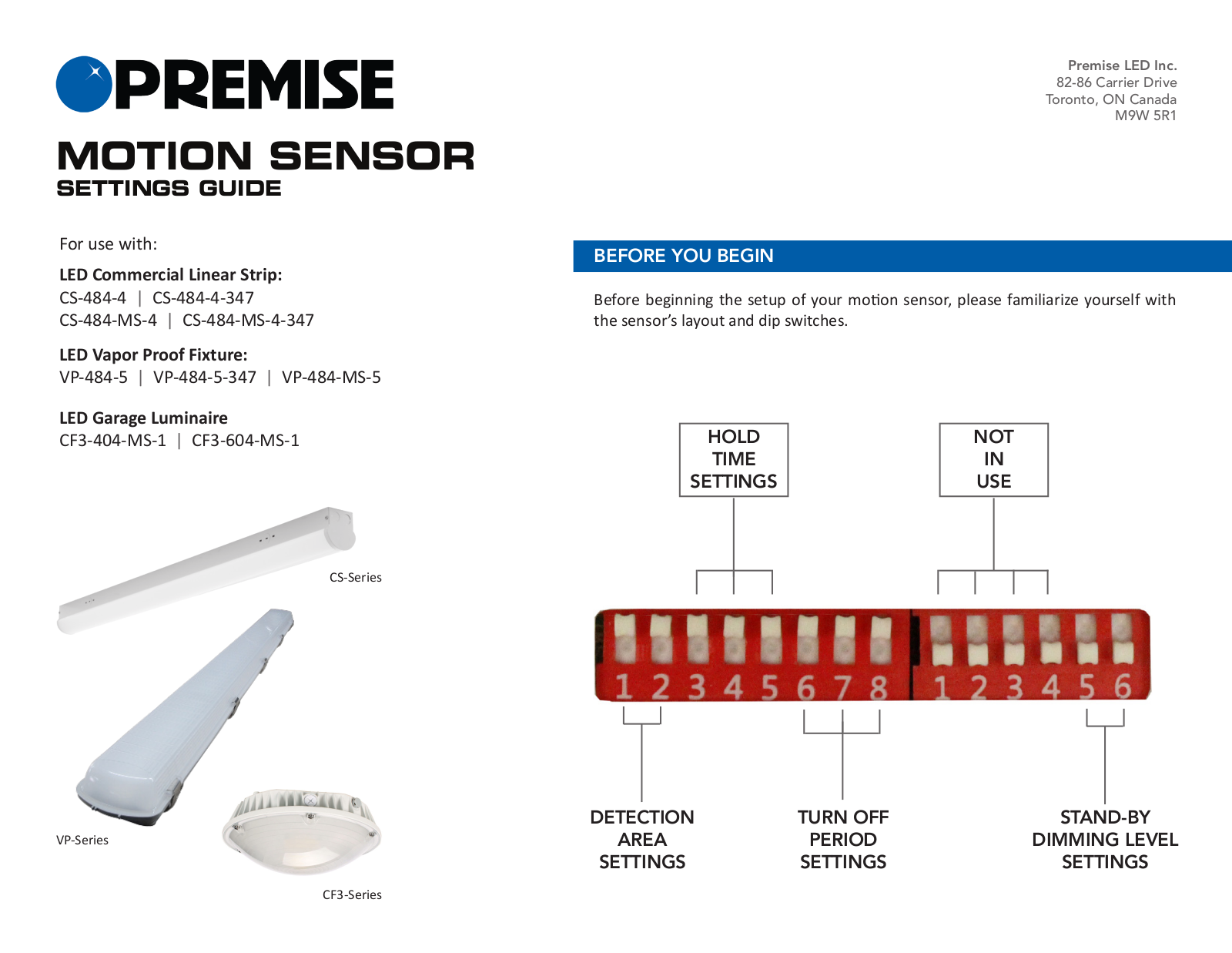 Premise VP-CS-CF3 Settings Manual - ManualMachine.com