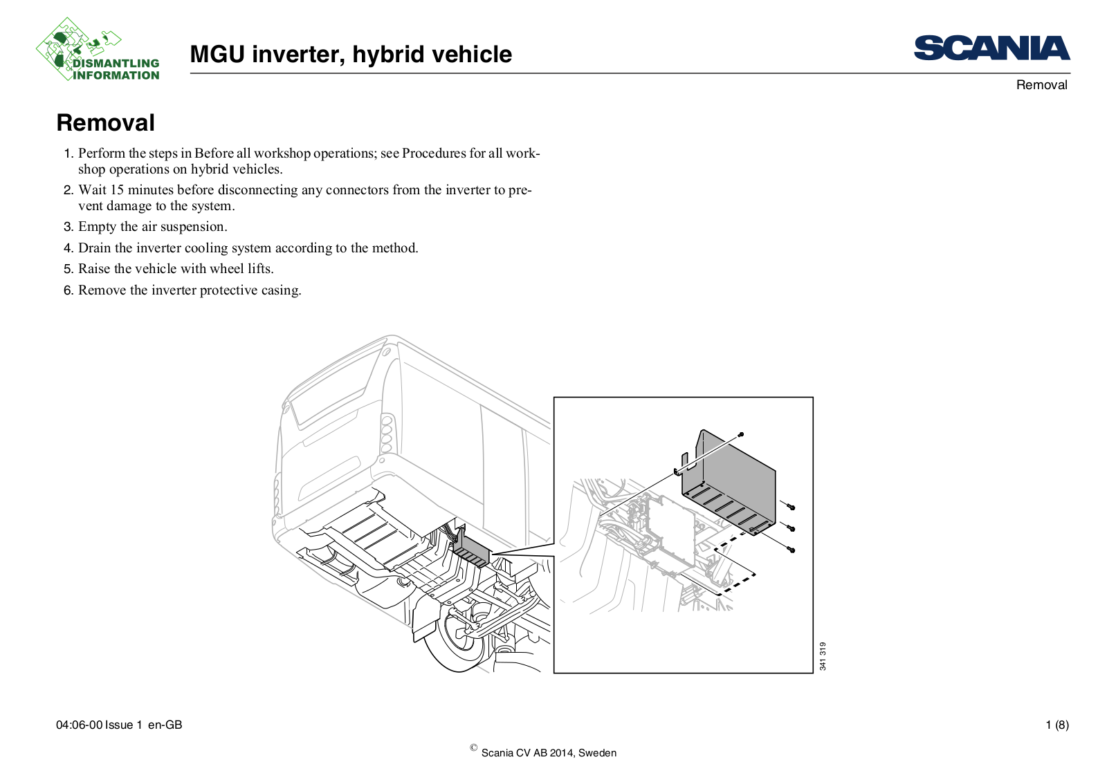 Scania MGU inverter, hybrid vehicle Service Manual