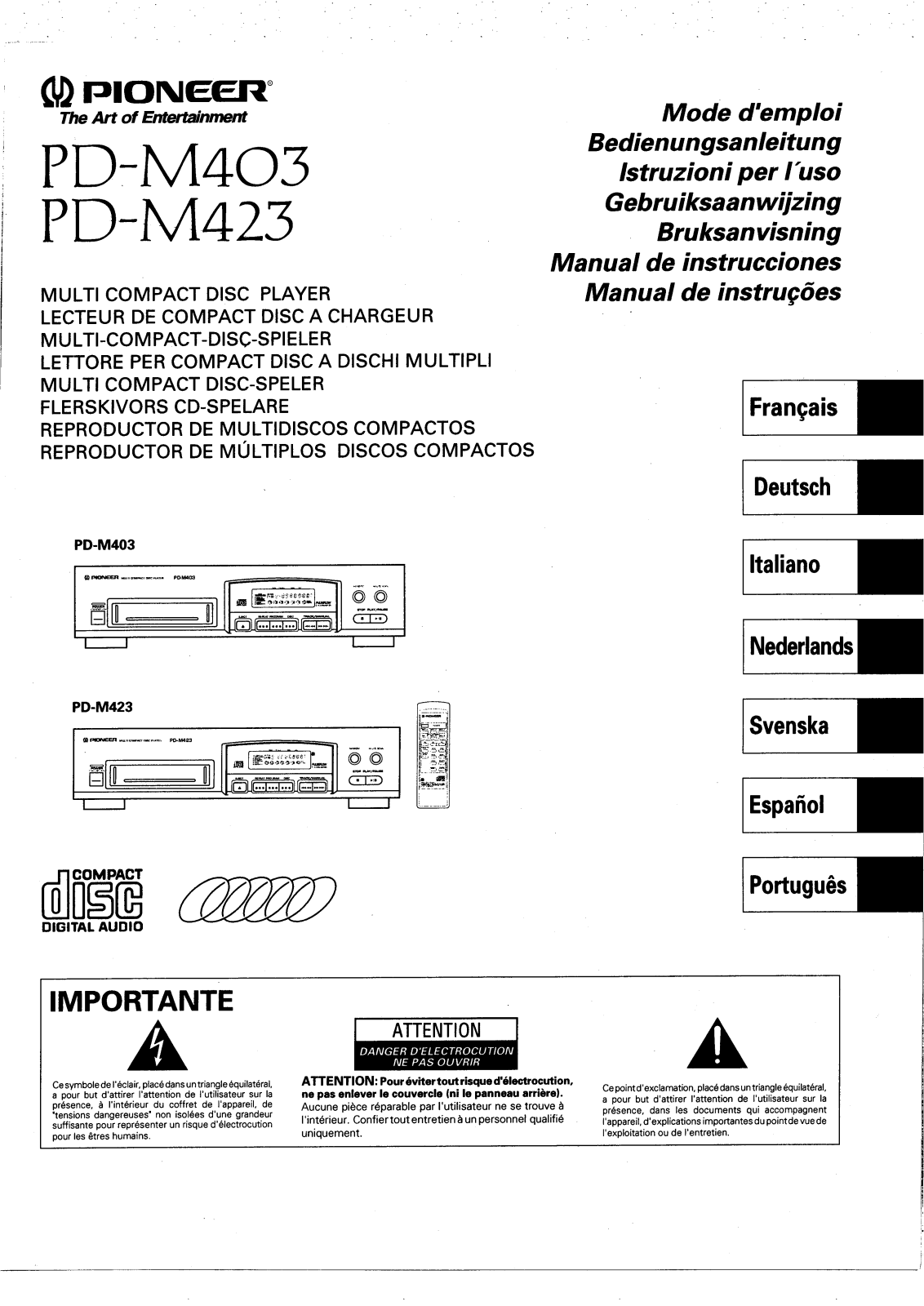 Pioneer PD-M423, PD-M403 User Manual