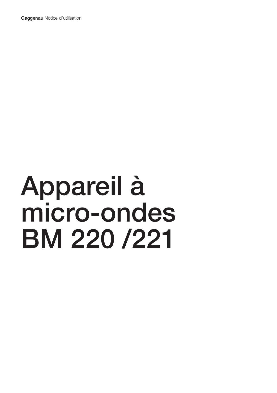 GAGGENAU BM 221-130, BM 221-110, BM 220, BM 221 User Manual