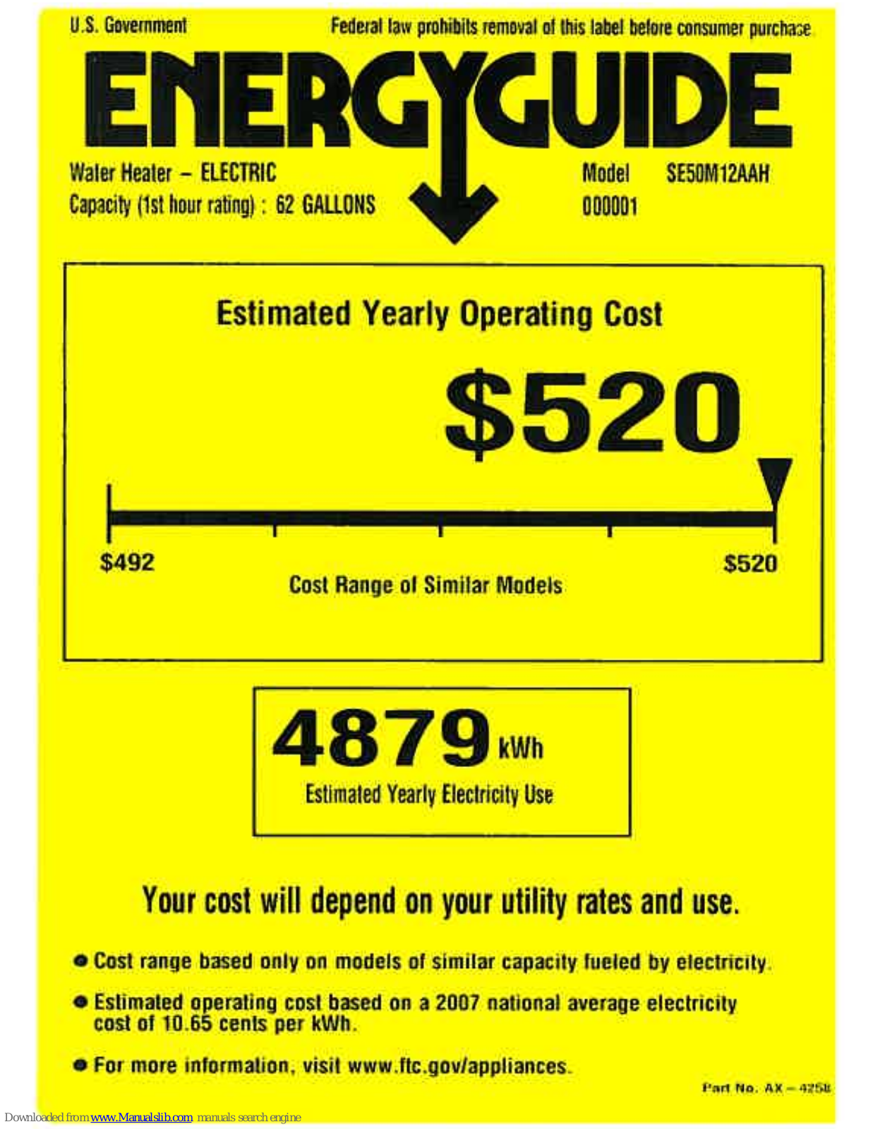 GE SE50M12AAH Energy Manual