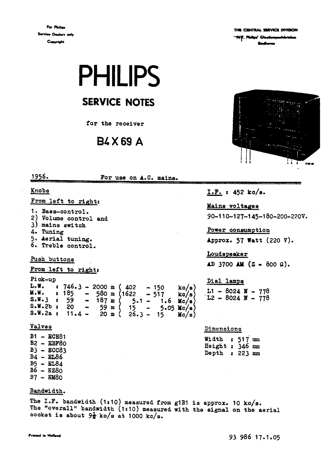 Philips B-4-X-69-A Service Manual