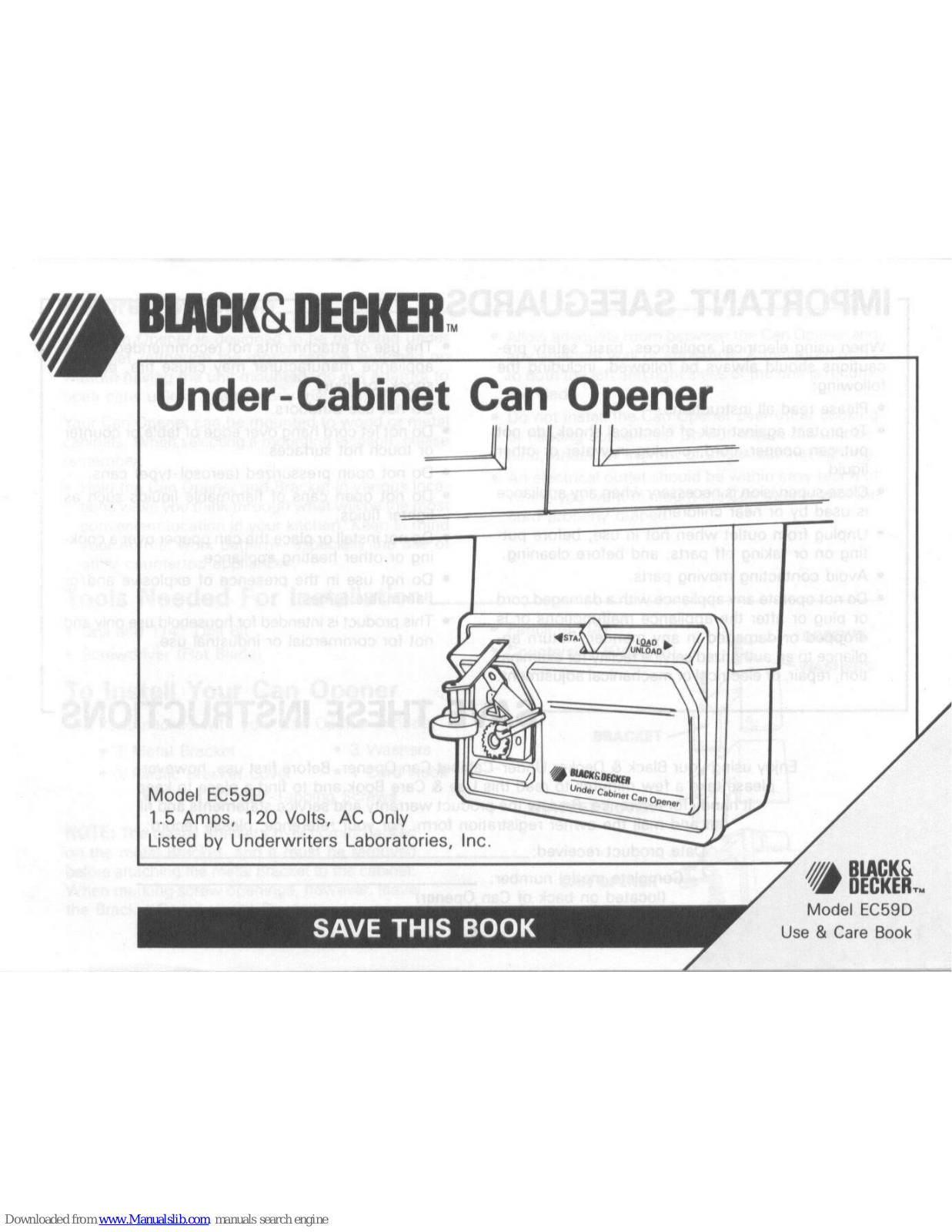 Black & Decker EC59D Use & Care Book