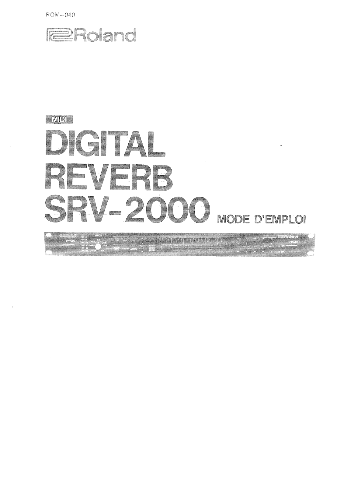 Roland SRV-2000 User Manual