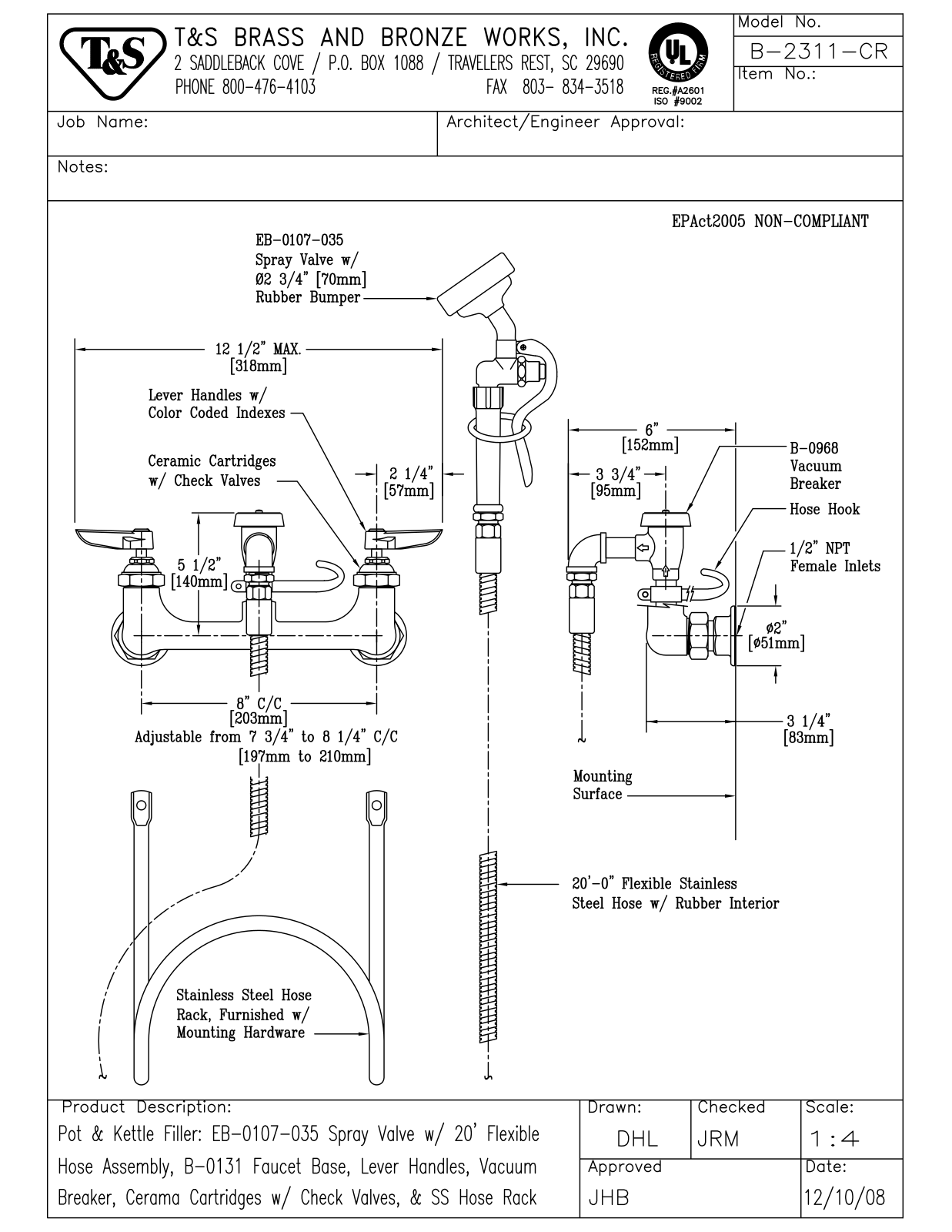 T&S Brass B-2311-CR User Manual