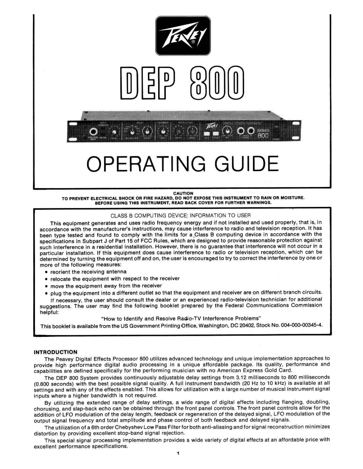 Peavey DEP 800 User Manual