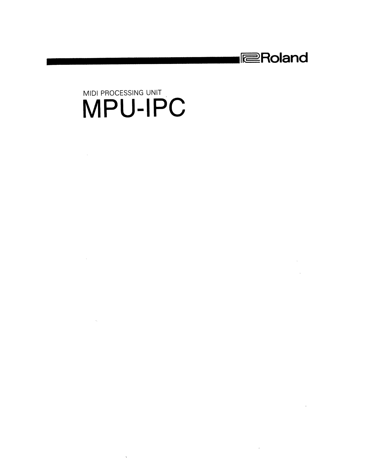 Roland Corporation MPU-IPC Owner's Manual