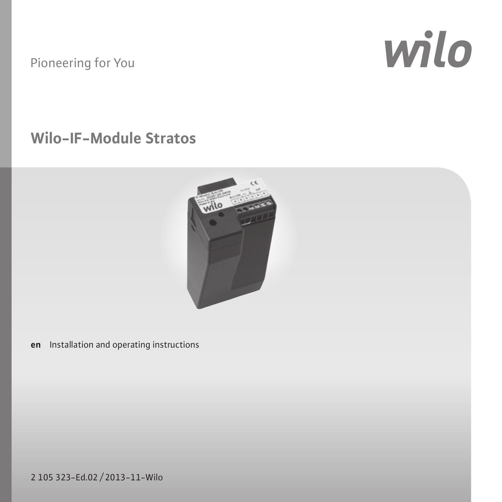 Wilo IF-Module Stratos Installation And Operating Instructions Manual