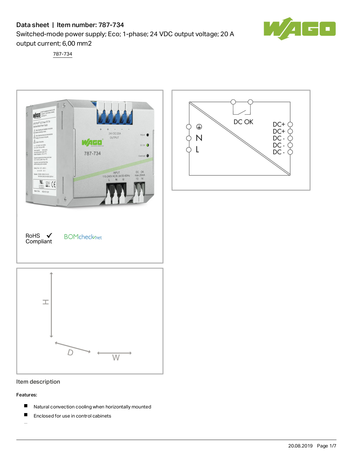 Wago 787-734 Data Sheet