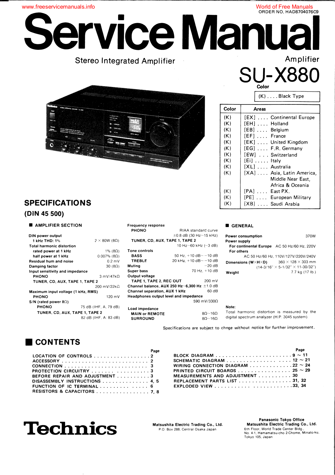 Technics SU-X880 Schematic