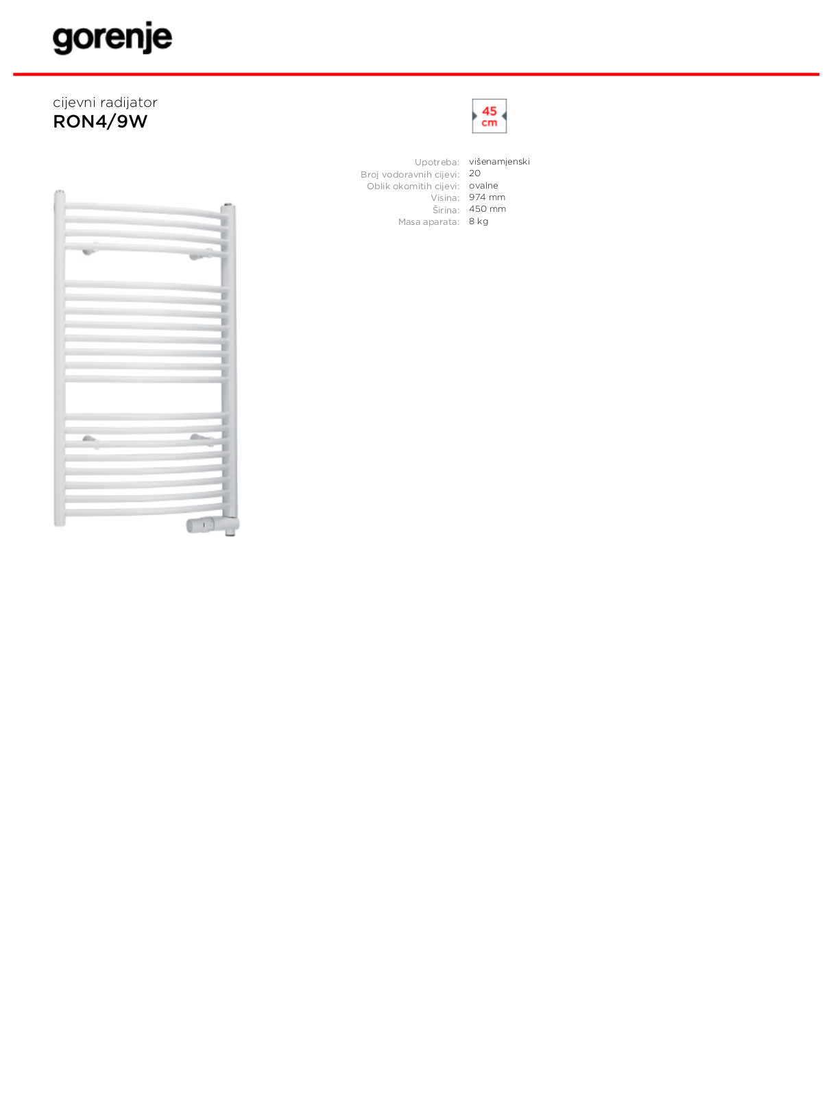 Gorenje RON4-9W DATASHEET