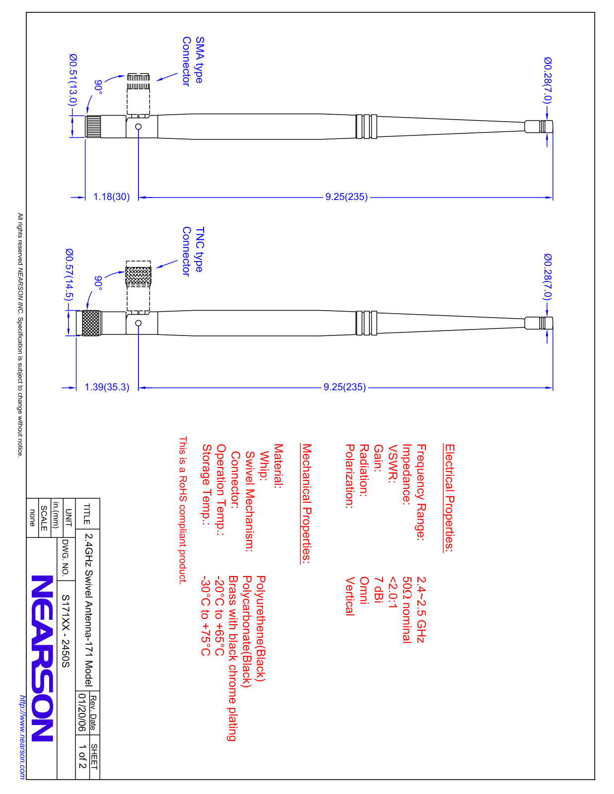 Comark RF500A antanna datasheet