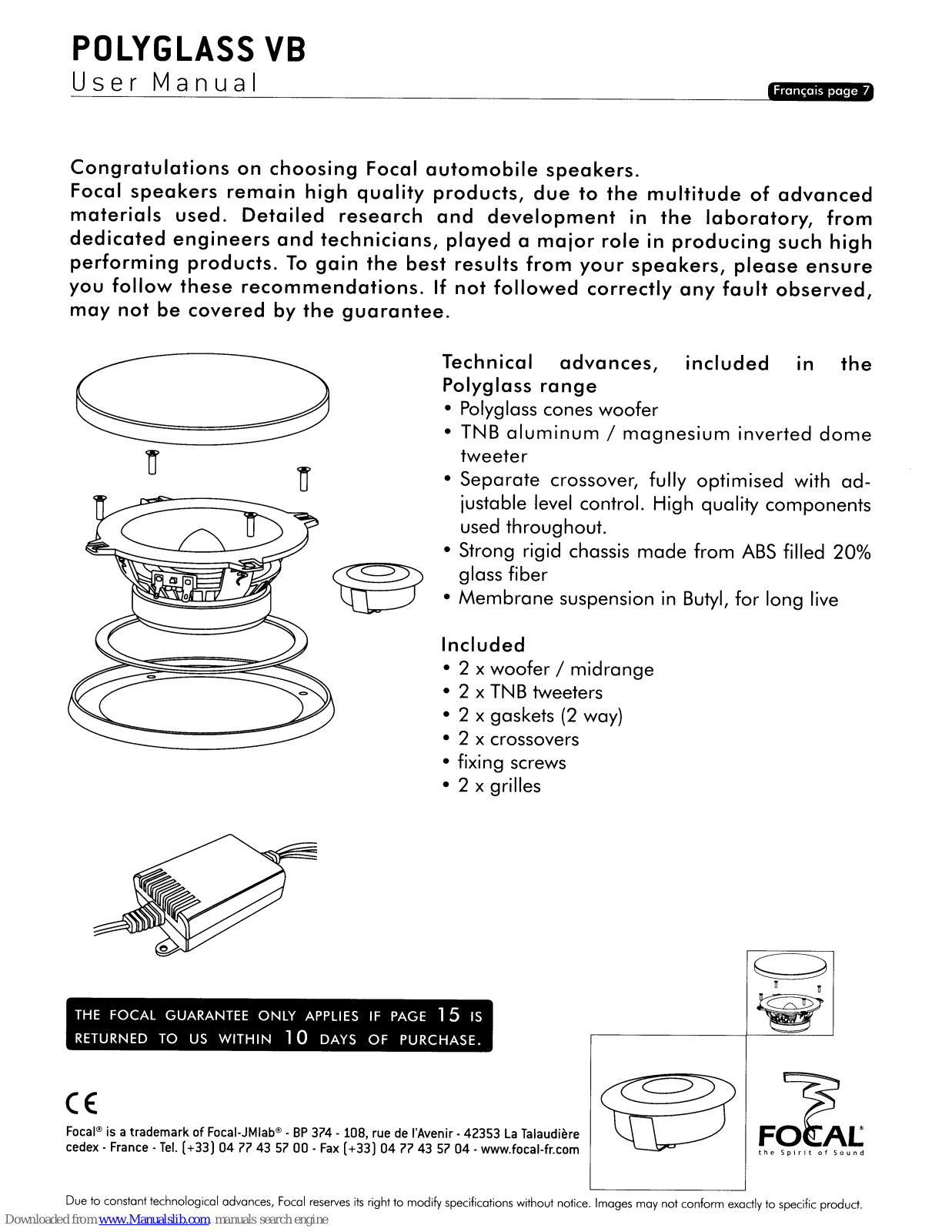 Focal POLYGLASS VB, 130 V1, 165 V1, POLYGLASS 130 VB, POLYGLASS 165 VB User Manual - ManualMachine.com
