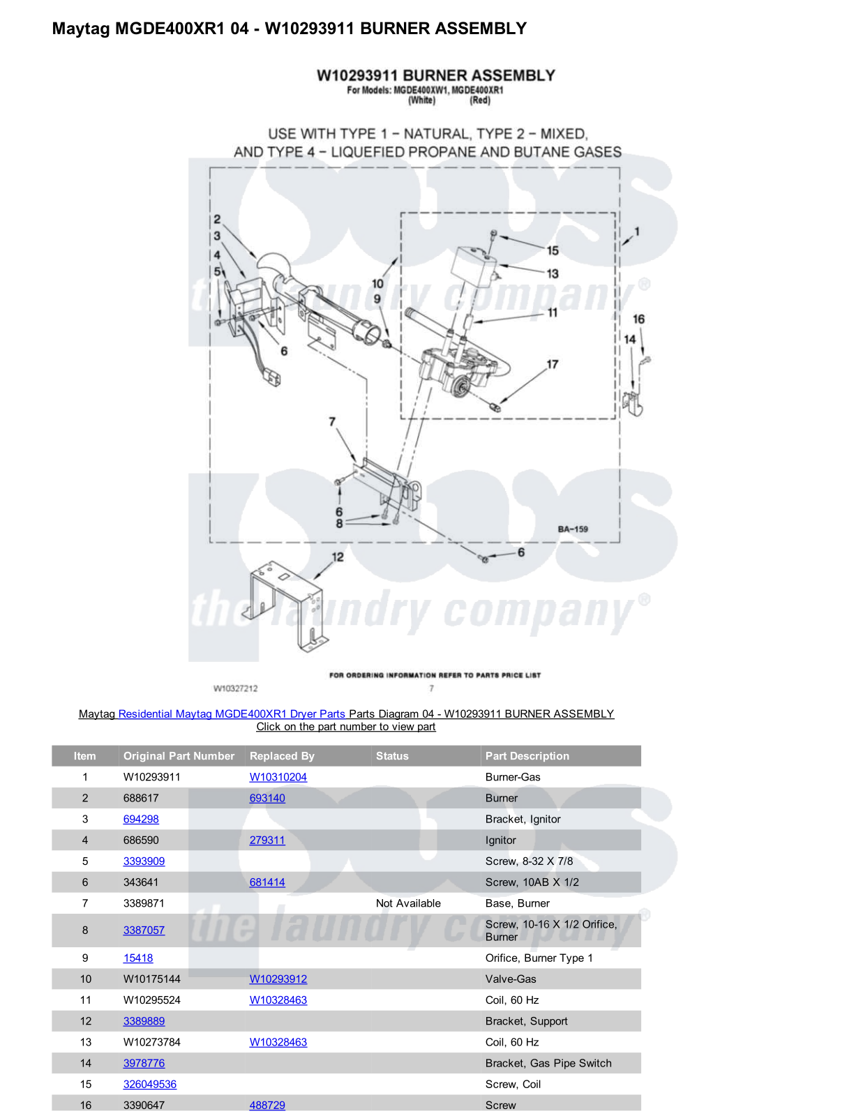 Maytag MGDE400XR1 Parts Diagram