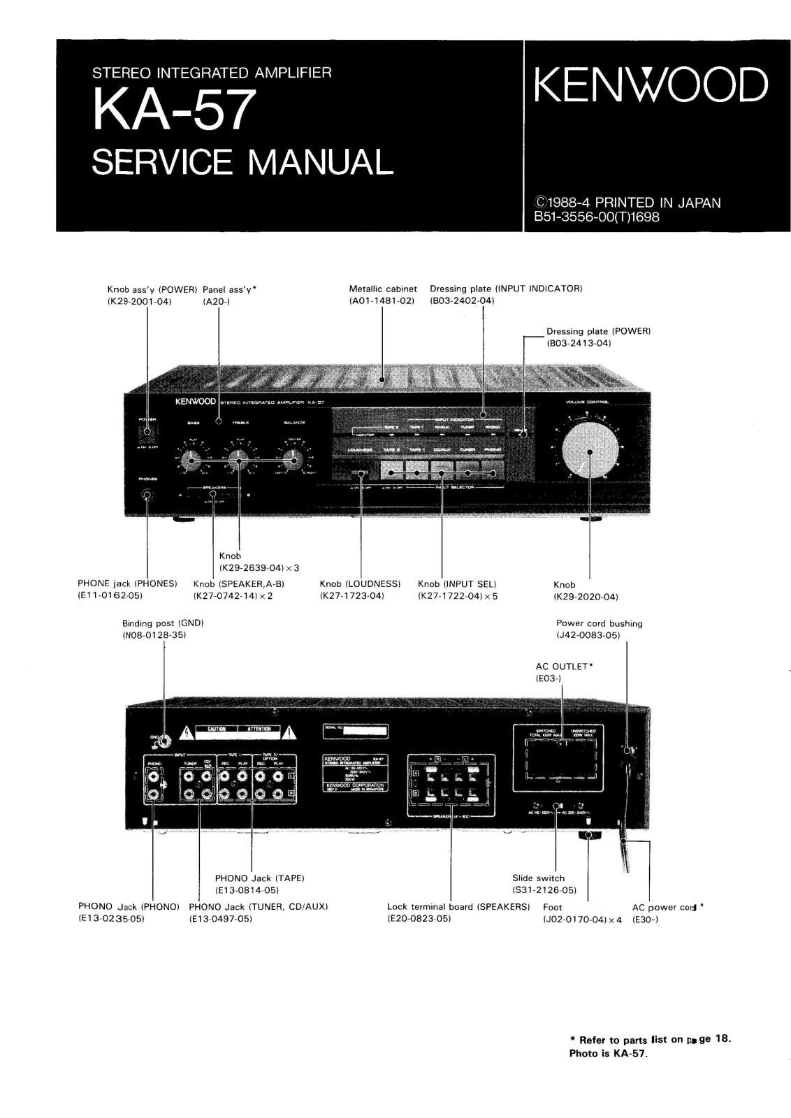 KENWOOD KA 57 Service Manual