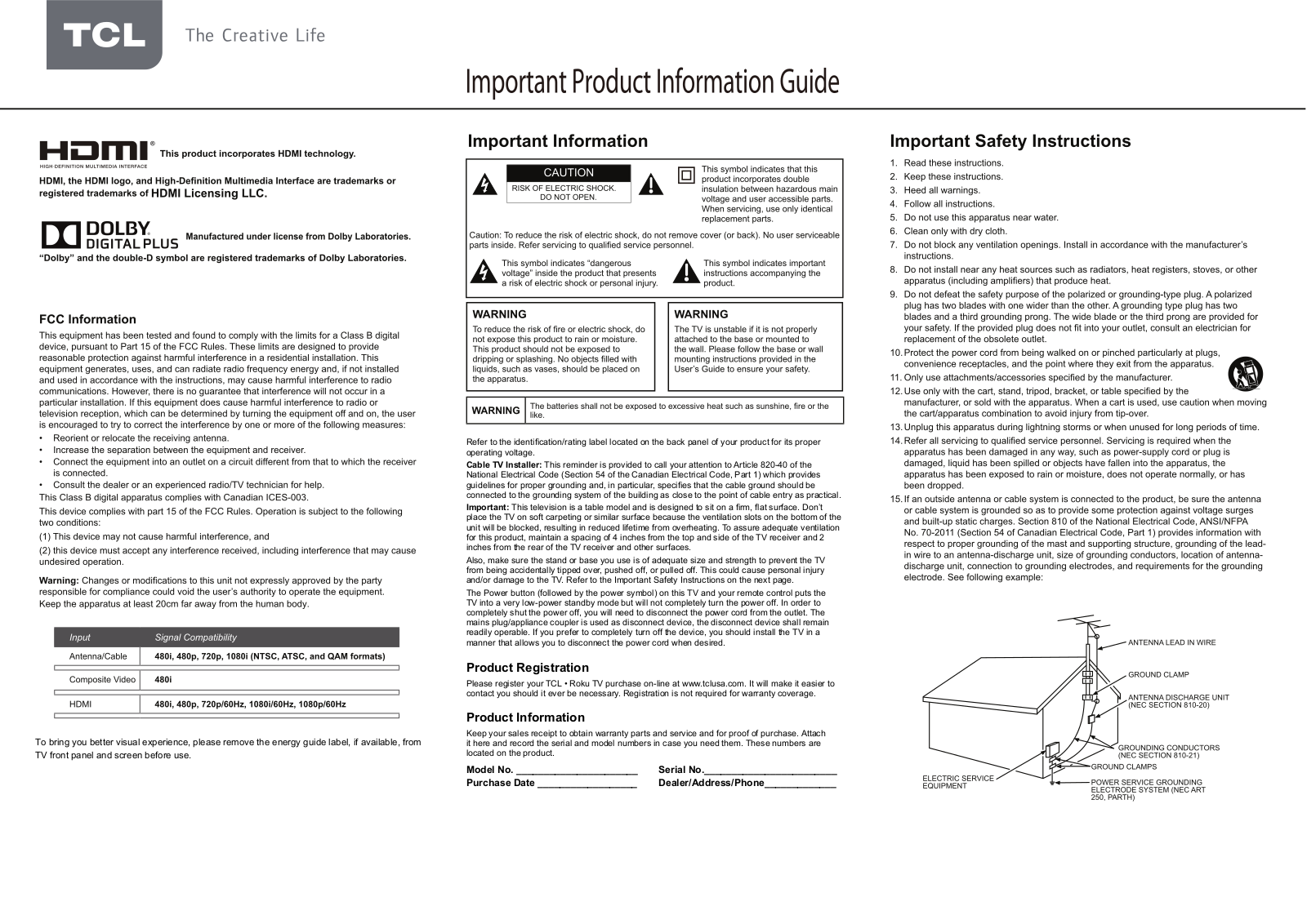 TTE Technology 43FP110 User Manual