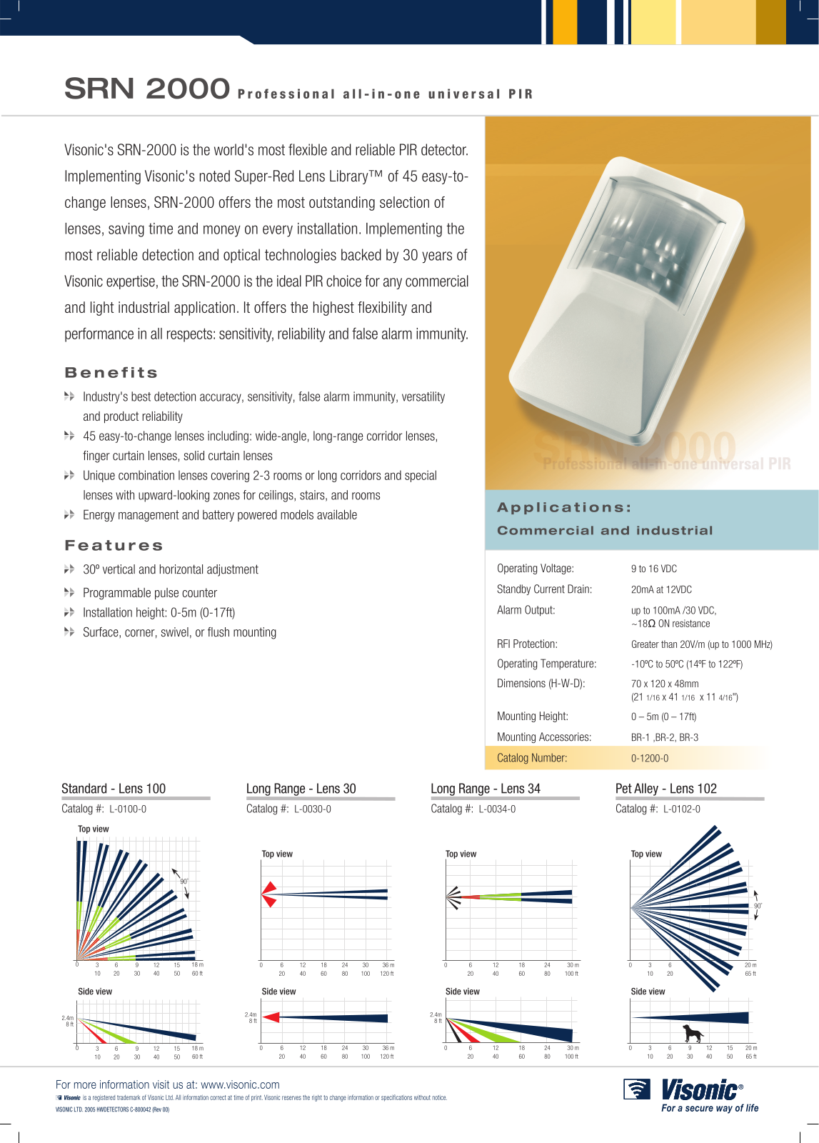 Visonic SRN-2000N Specsheet