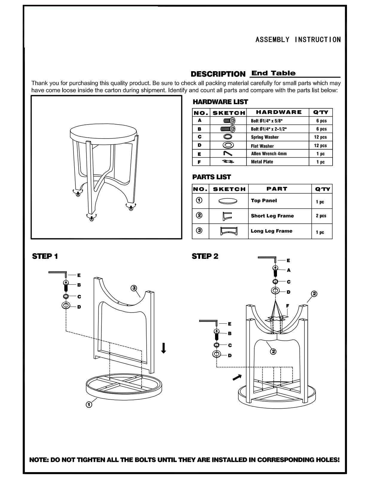 Steelside WLSG1696 Installation & Assembly - ManualMachine.com