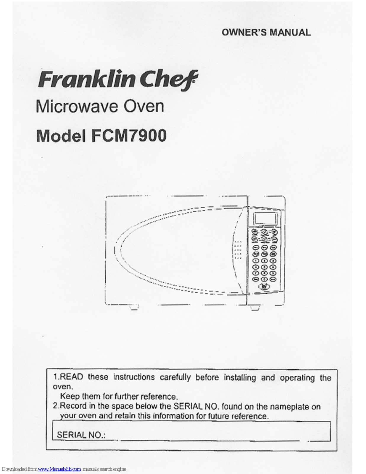 Franklin Chef FCM7900 Owner's Manual