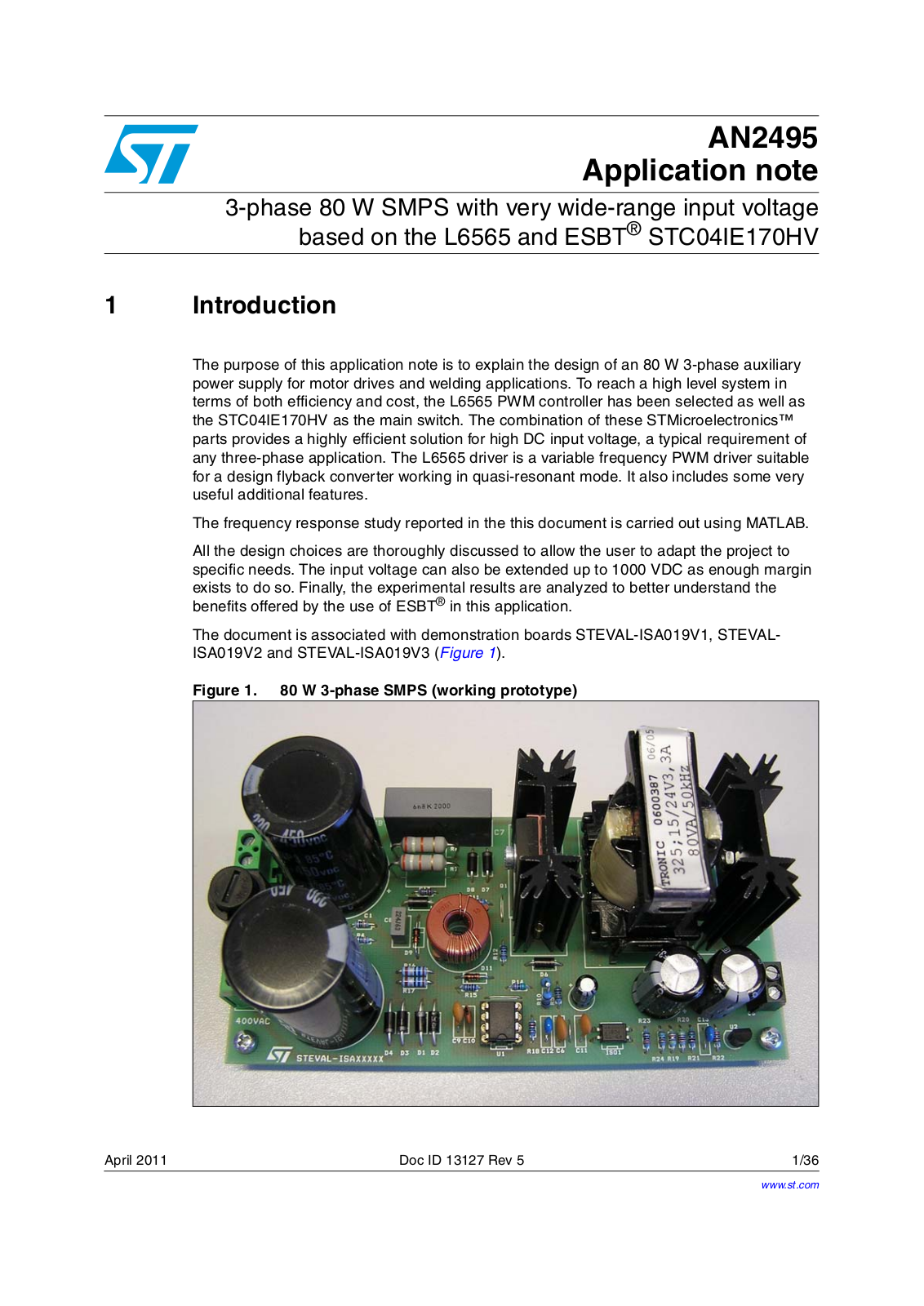 ST AN2495 APPLICATION NOTE