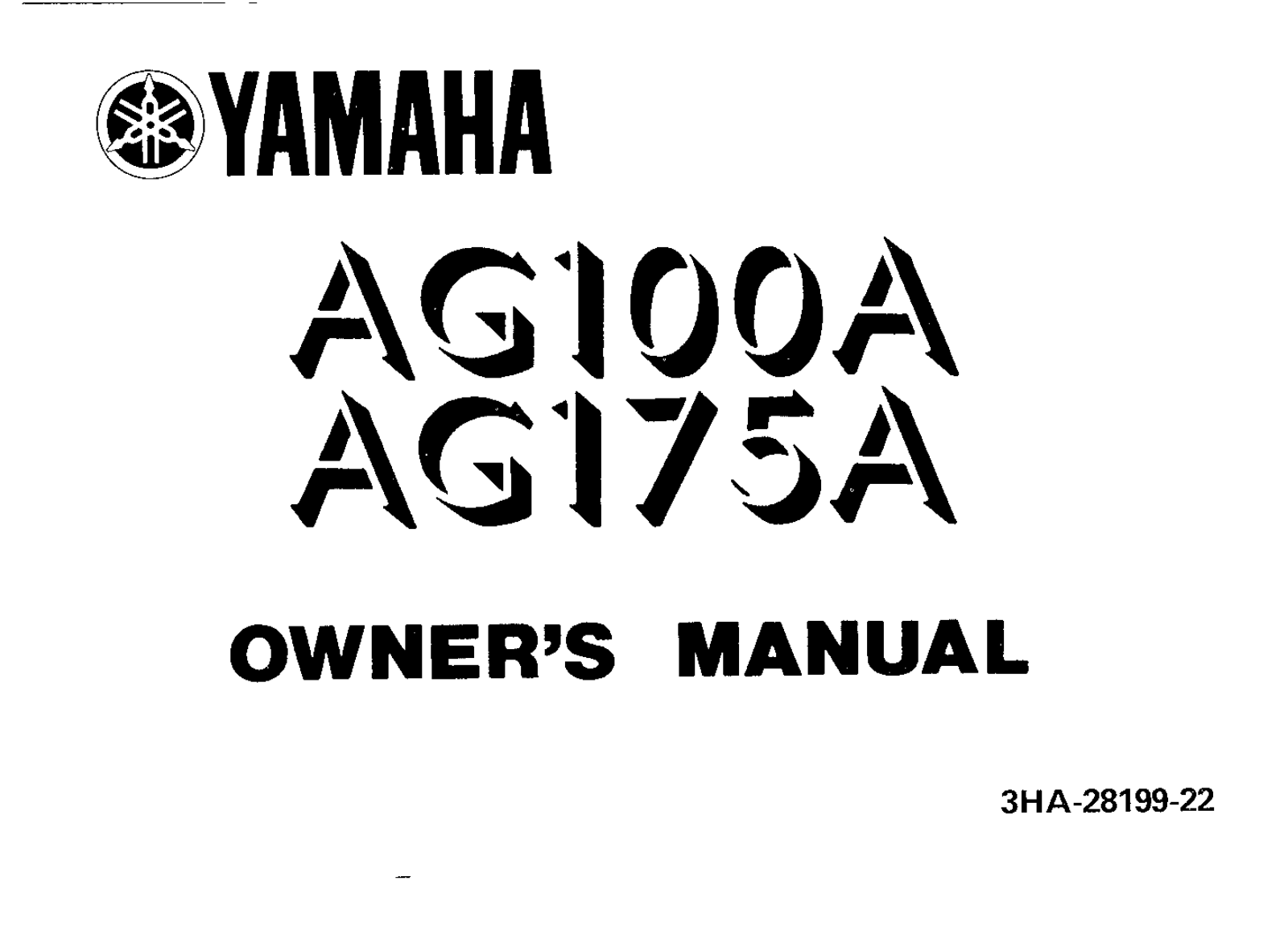 Yamaha AG100-175 A 1990 Owner's manual