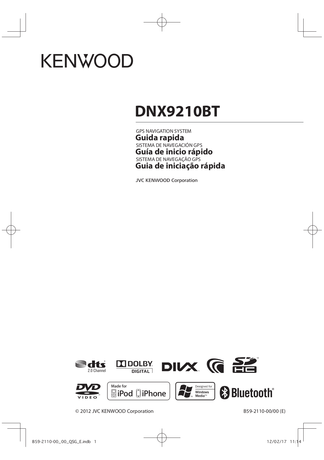 Kenwood DNX 9210 BT User Manual