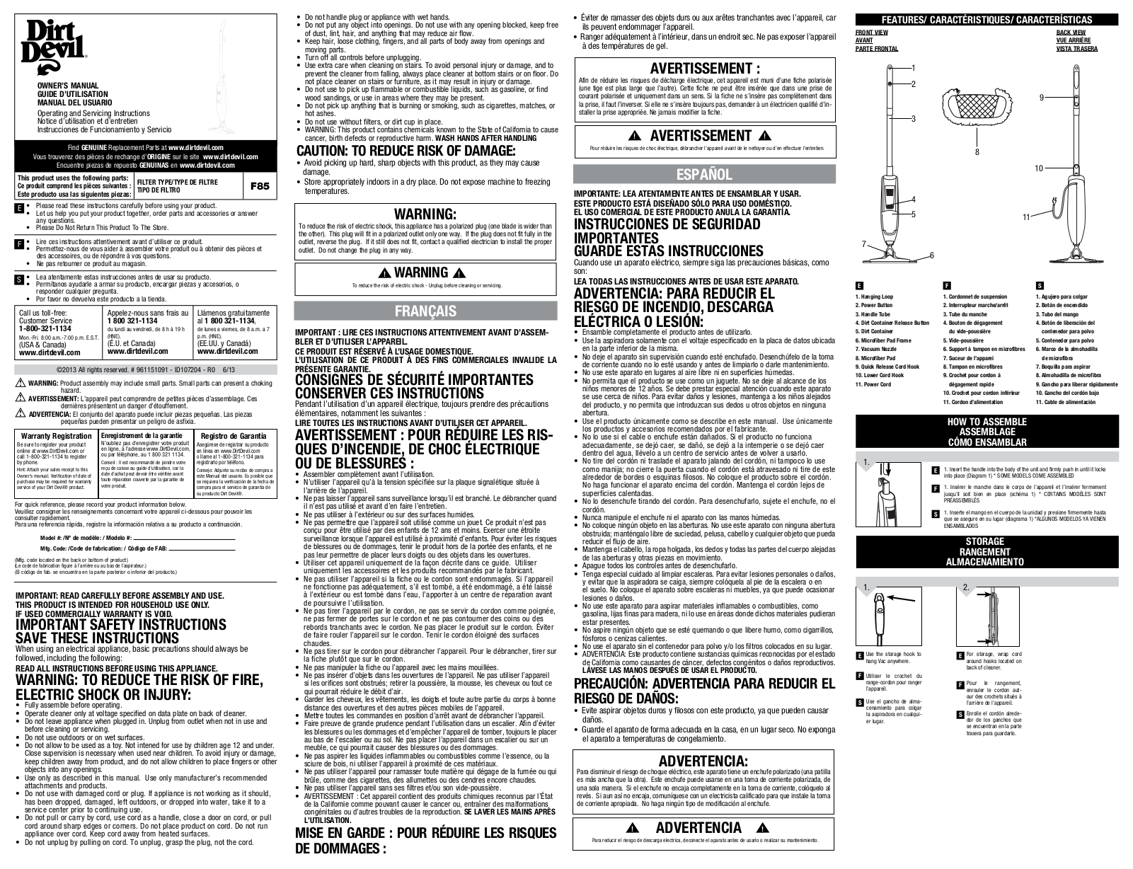 Dirt Devil SD21000RM User Manual