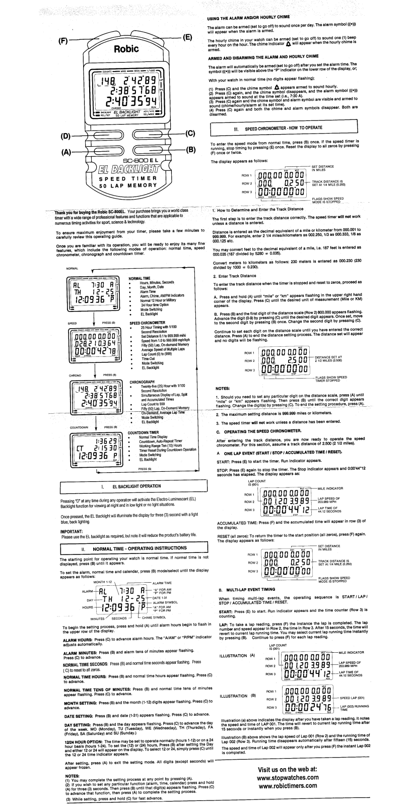 Robic SC-800 EL User Manual