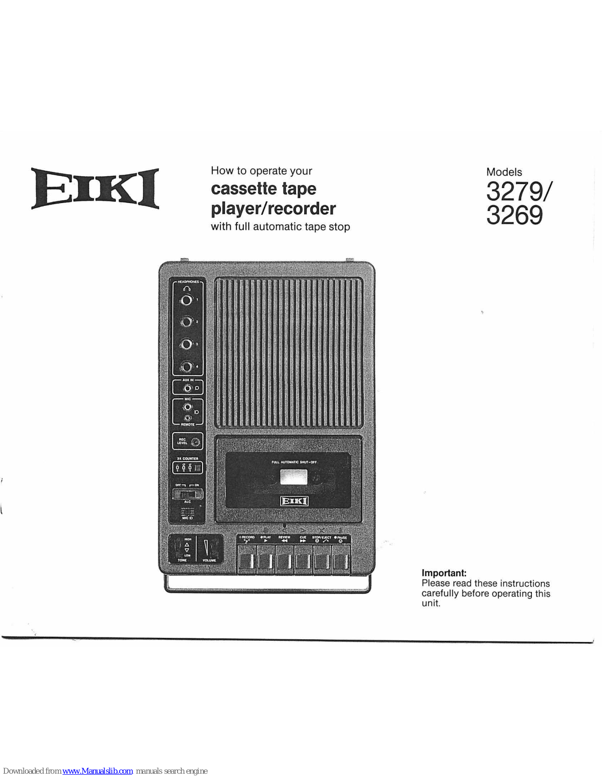 Eiki 3279, 3269 Operating Instructions Manual - ManualMachine.com