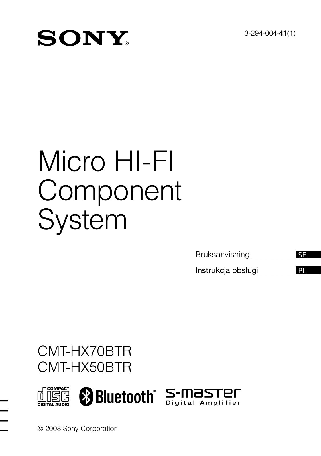 Sony CMT-HX50BTR User Manual