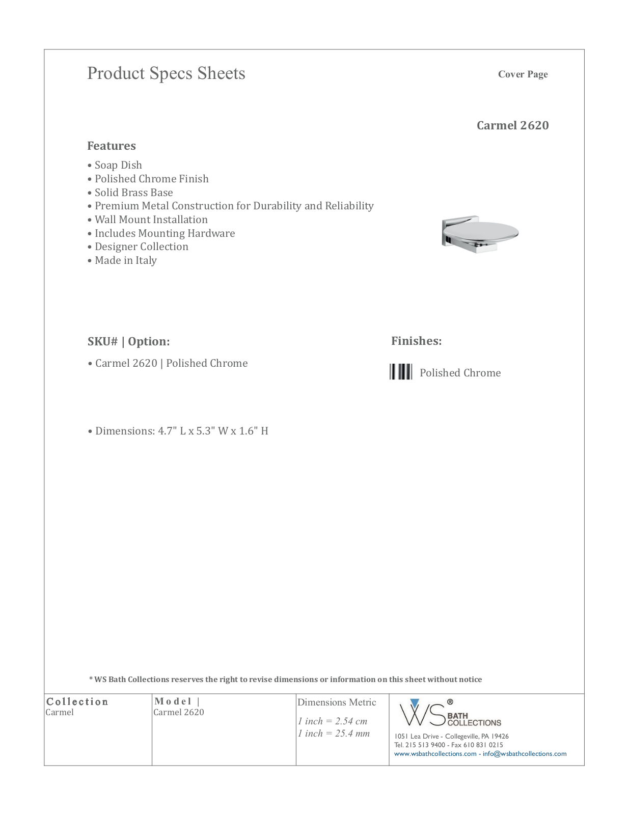 WS Bath Collections WSO2621 Specification - ManualMachine.com