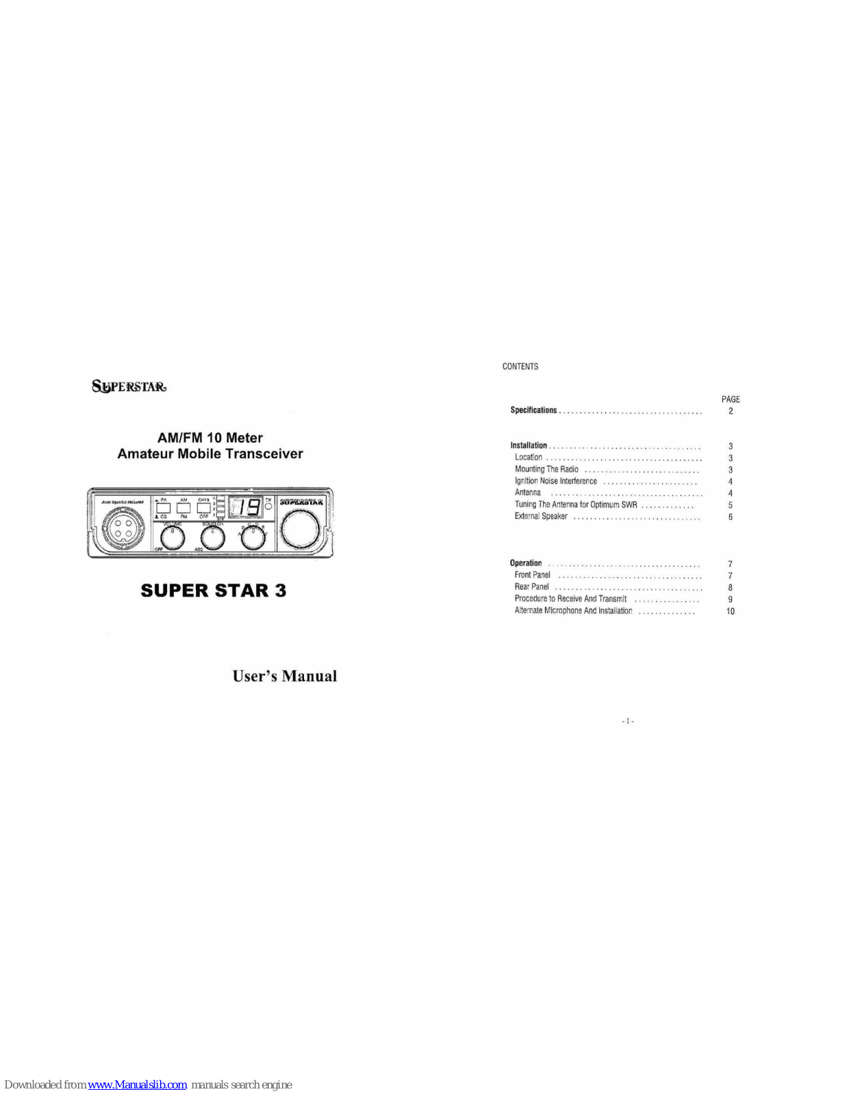 Super Star SS3 User Manual - ManualMachine.com
