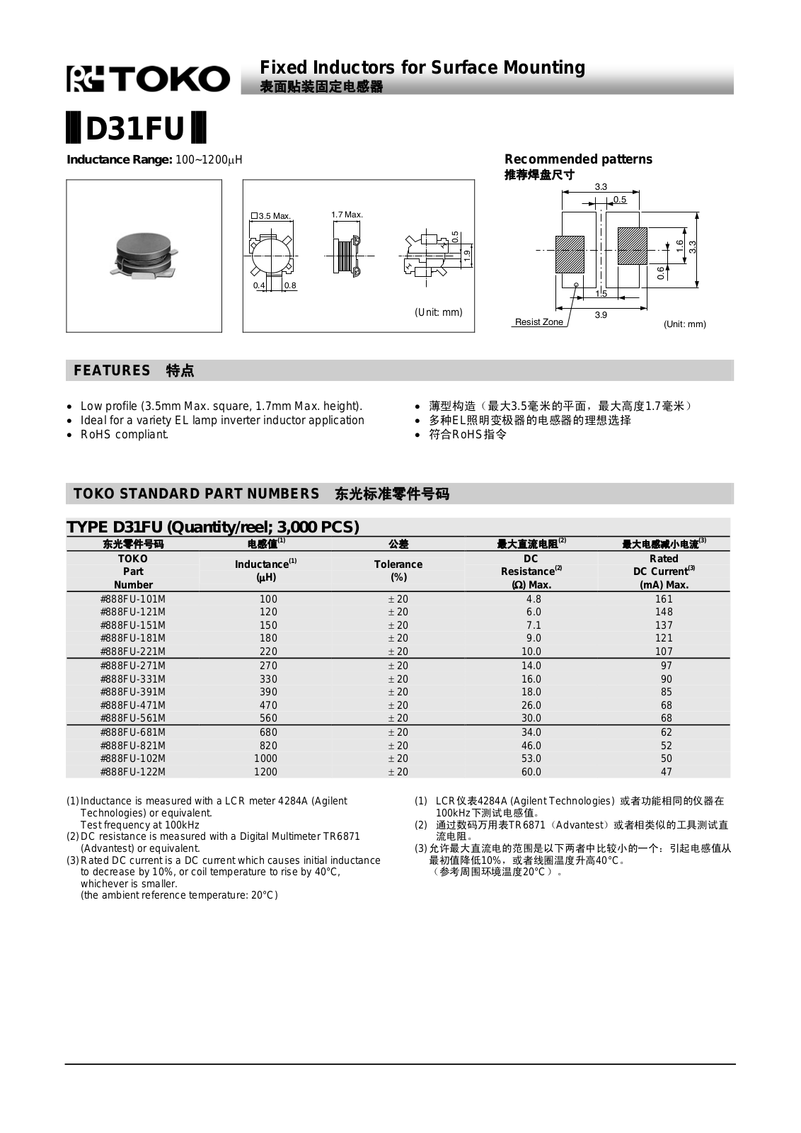 TOKO D31FU User Manual